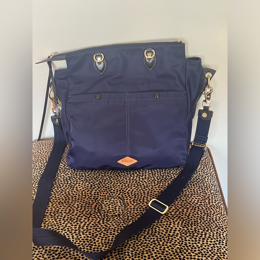 MZ Wallace Navy Crossbody Bag with Gold Hardware
